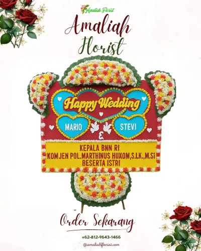 Karangan Papan Bunga Pernikahan di Cangko